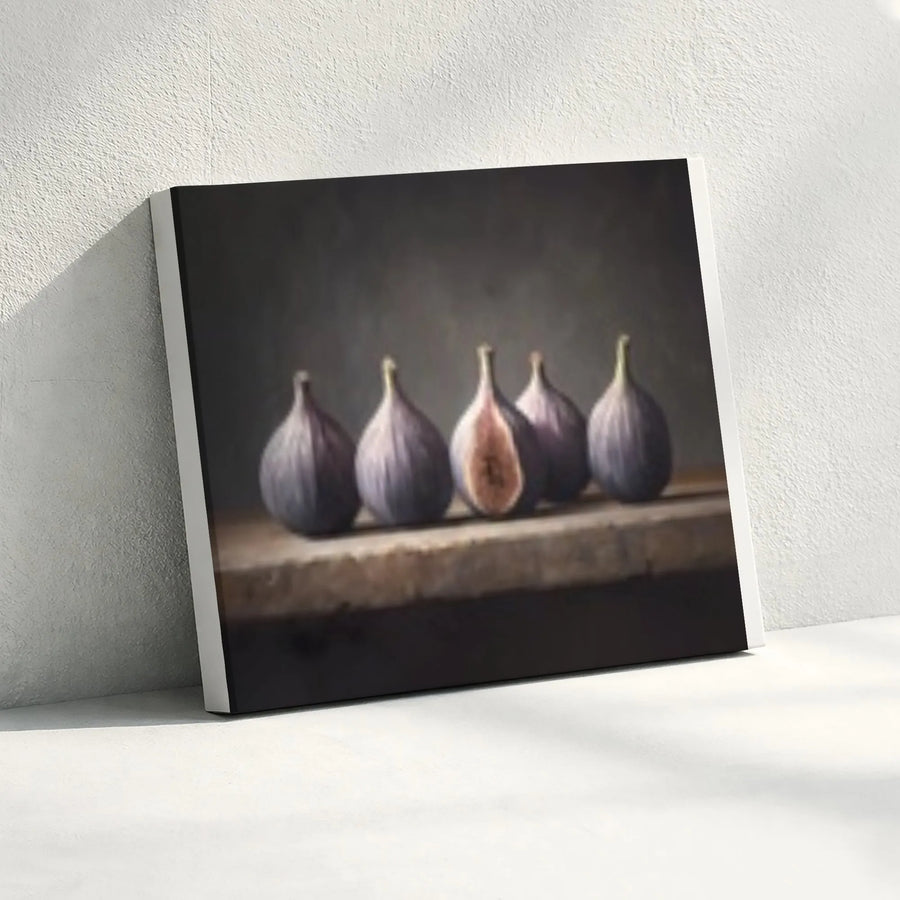Moody Fig Canvas Print | Rustic Still Life Fruit Painting | Premium Gallery Wrapped Wall Art | Kitchen & Dining Room Decor Gift