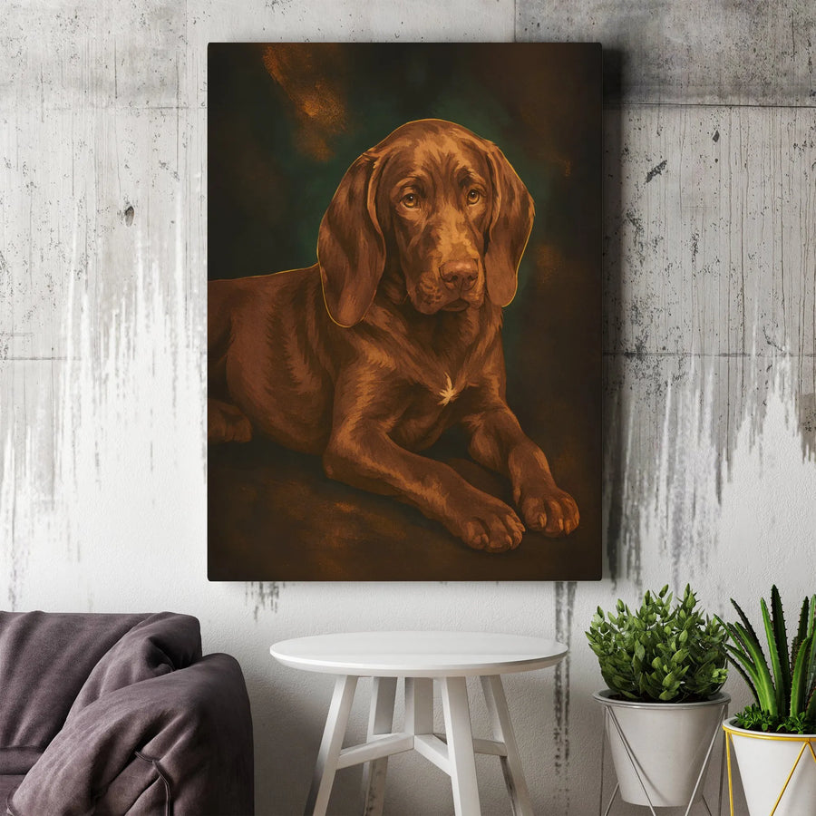 Vizsla Dog Wall Art | Moody Oil Painting Portrait | 1.25 Inch Gallery Wrap Canvas | Premium Pet Lover Gift & Home Decor