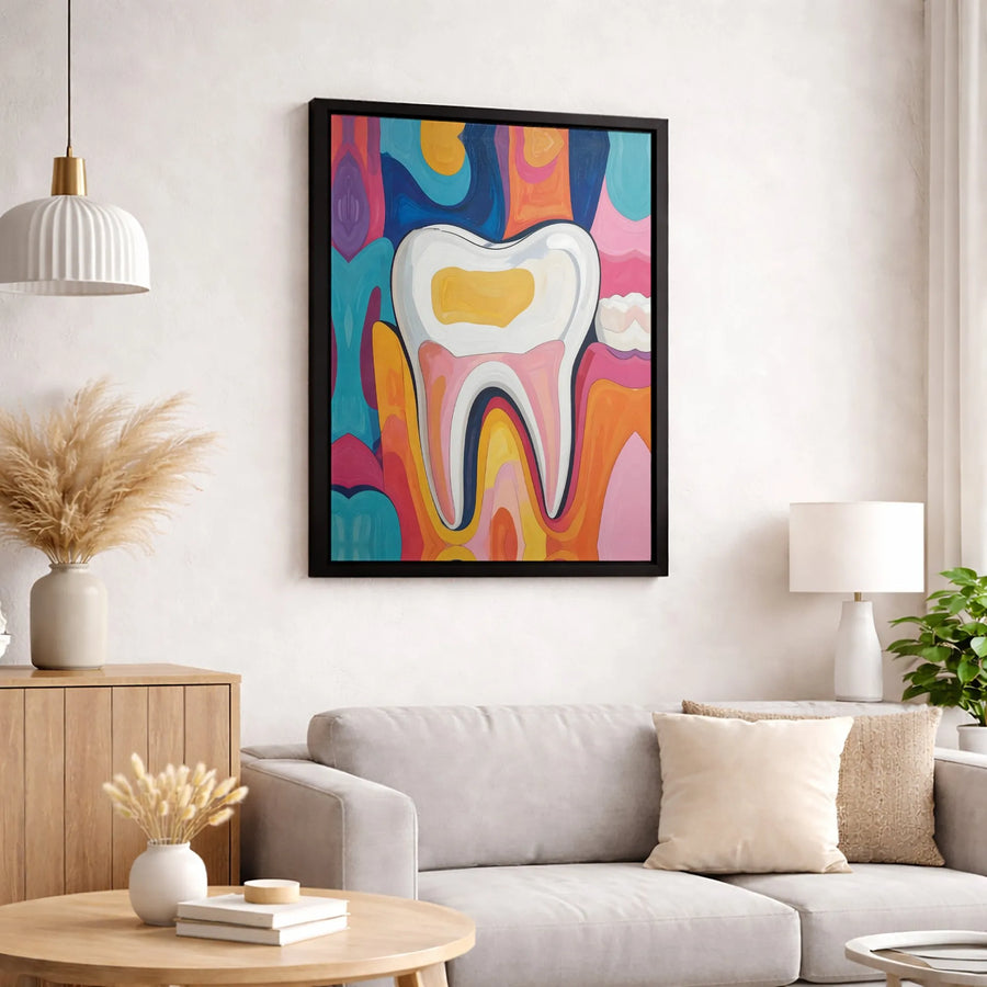 Molar Tooth Canvas Wall Art | Colorful Abstract Dentist Decor | Premium Gallery Wrap Print | Perfect Gift for Dental Hygienist Office