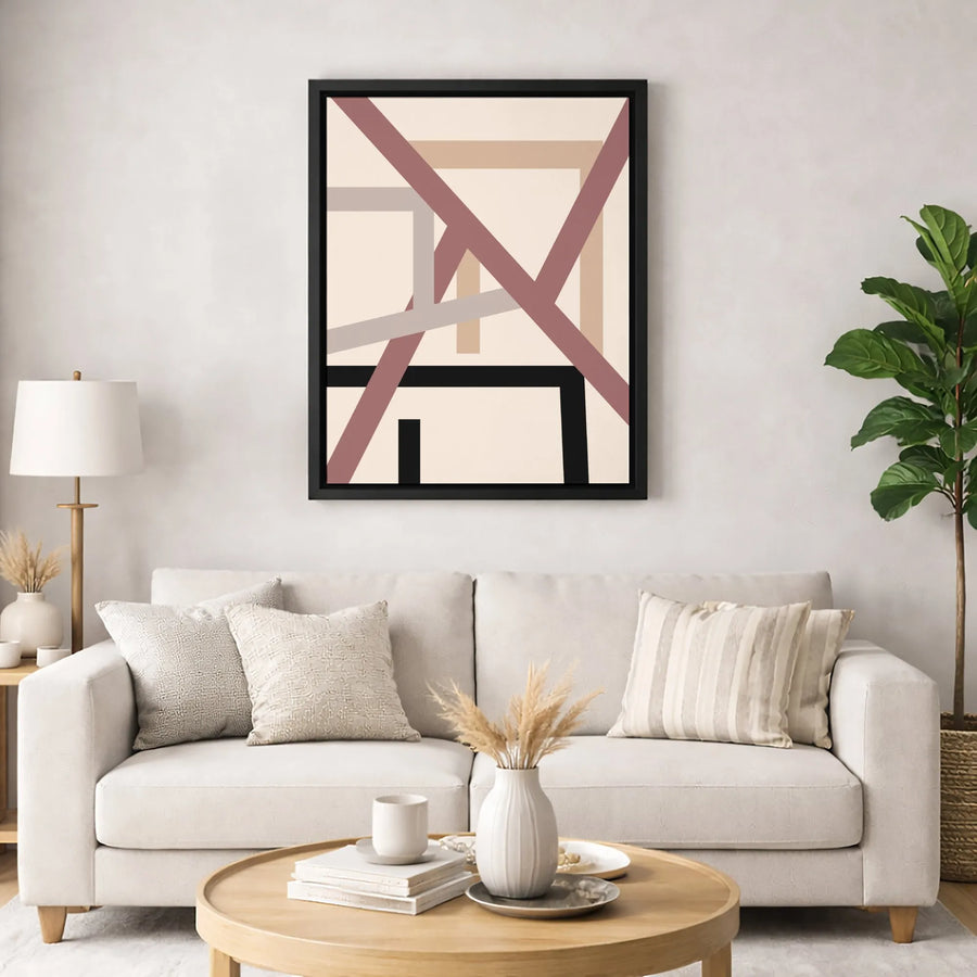 Abstract Geometric Canvas Wall Art | Muted Earth Tone Lines | Premium Fade-Resistant Print | Modern Minimalist Home Decor Gift
