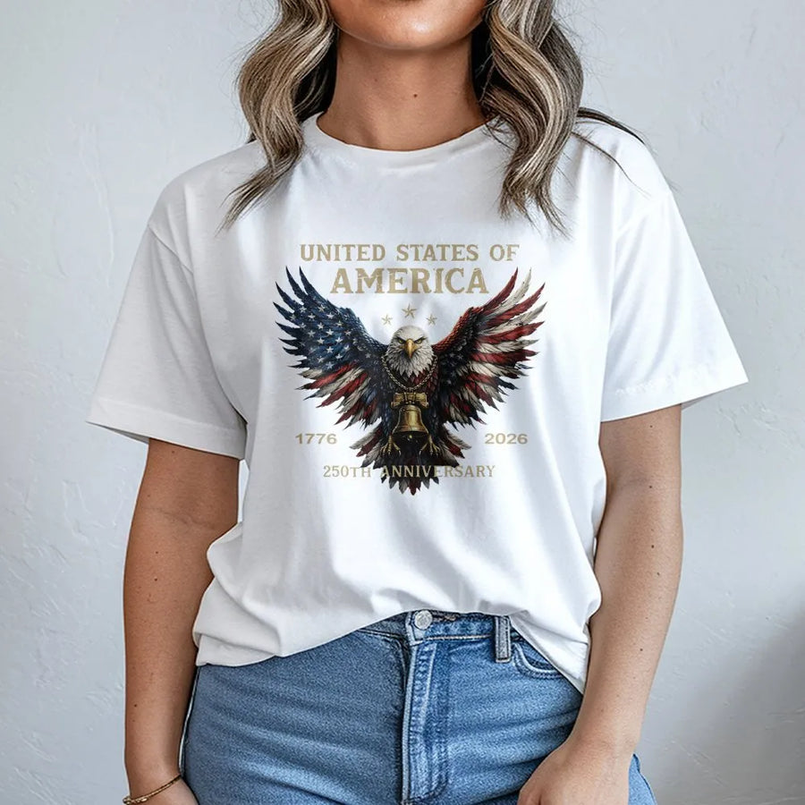 USA 250th Anniversary T-Shirt | Patriotic American Flag Eagle | Premium Cotton Blend | Collector's Semiquincentennial Gift for History Buffs
