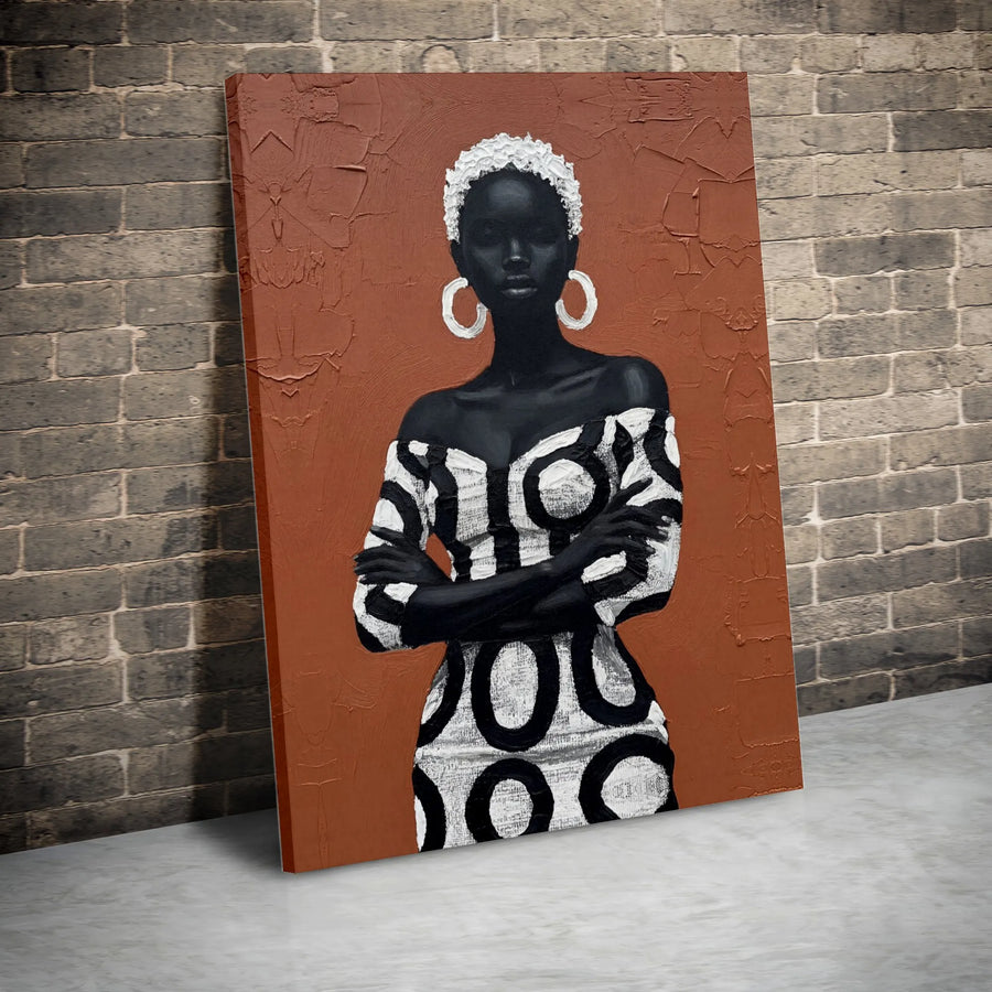 Black Woman Art Canvas Wall Art | Textured Abstract Portrait Print | Premium Gallery Wrap Canvas | Modern Home Decor Gift