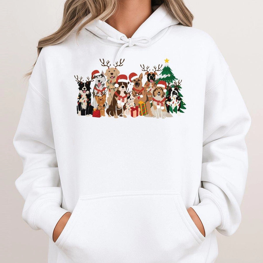 Christmas Dog Hoodie | Cute Festive Puppy Graphic | Soft Cotton-Poly Blend | Cozy Holiday Gift for Dog Lovers