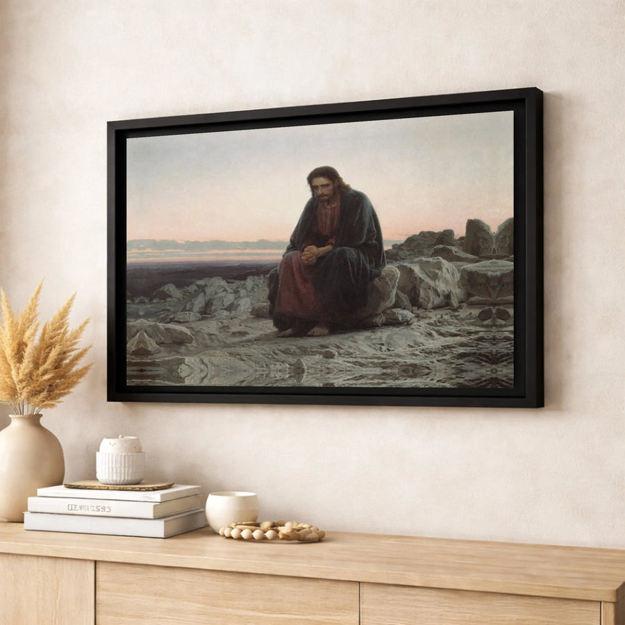 Christ In The Desert Canvas Print | Ivan Kramskoi Fine Art | Gallery-Wrapped Premium Wall Decor | Religious Home Gift for Christians