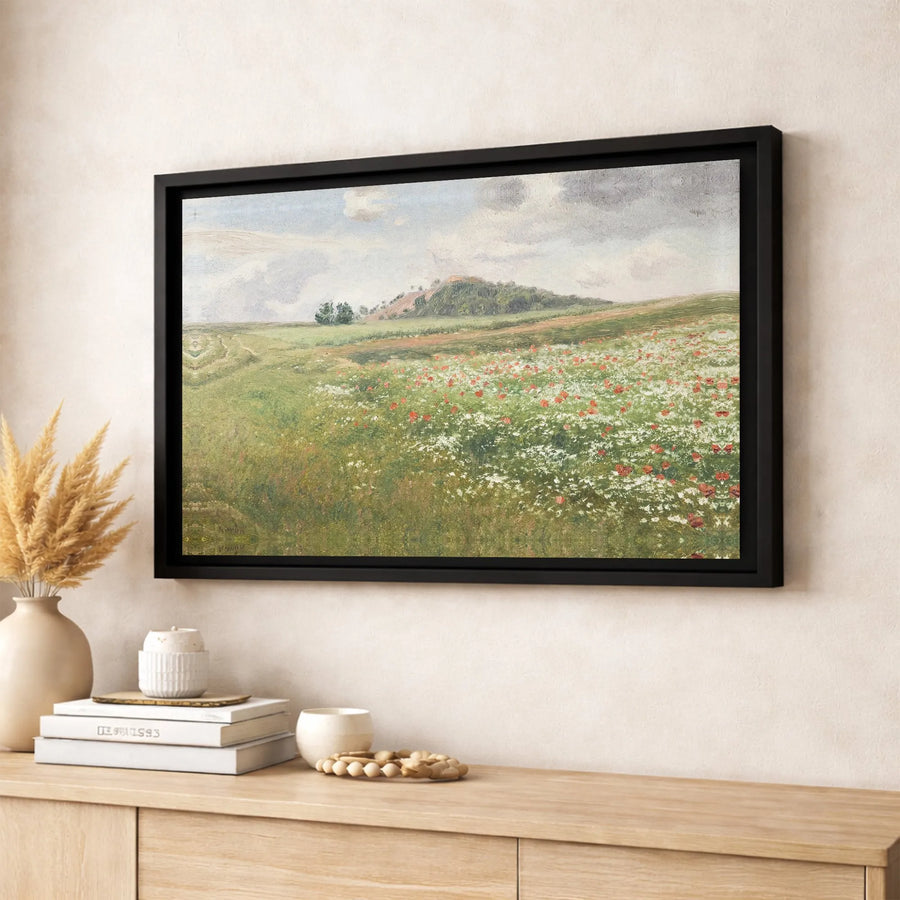 Wildflower Field Landscape Canvas | Impressionist Fine Art Wall Decor | 1.25-Inch Premium Gallery Profile | Nature-Inspired Home Office Gift