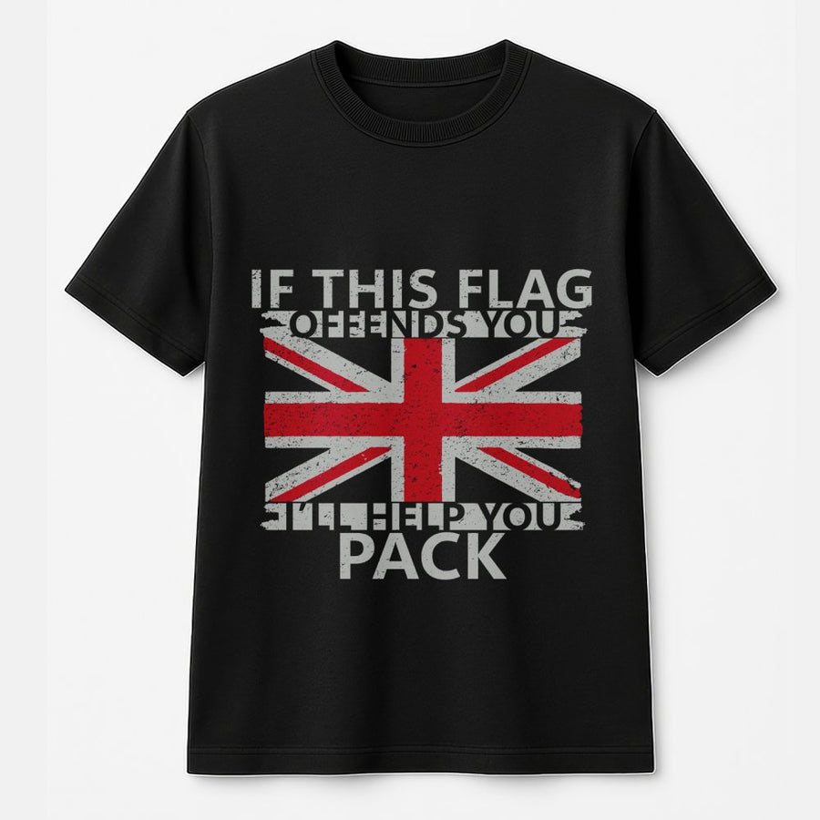 British Flag T-Shirt | If This Flag Offends You Design | 100% Cotton Premium Apparel | Patriotic Gift for UK Pride Supporters