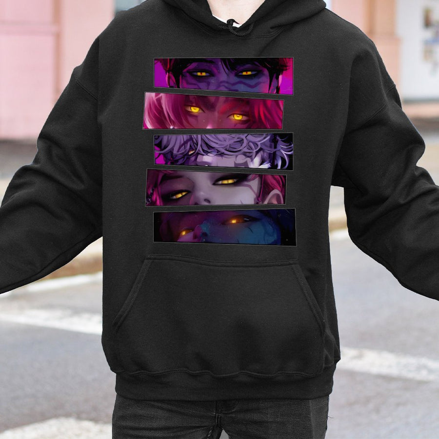 Anime Demon Eyes Hoodie | Dark Aesthetic Graphic Print | Premium Cotton-Blend Pullover | Aesthetic Manga Lover Gift for Men and Women
