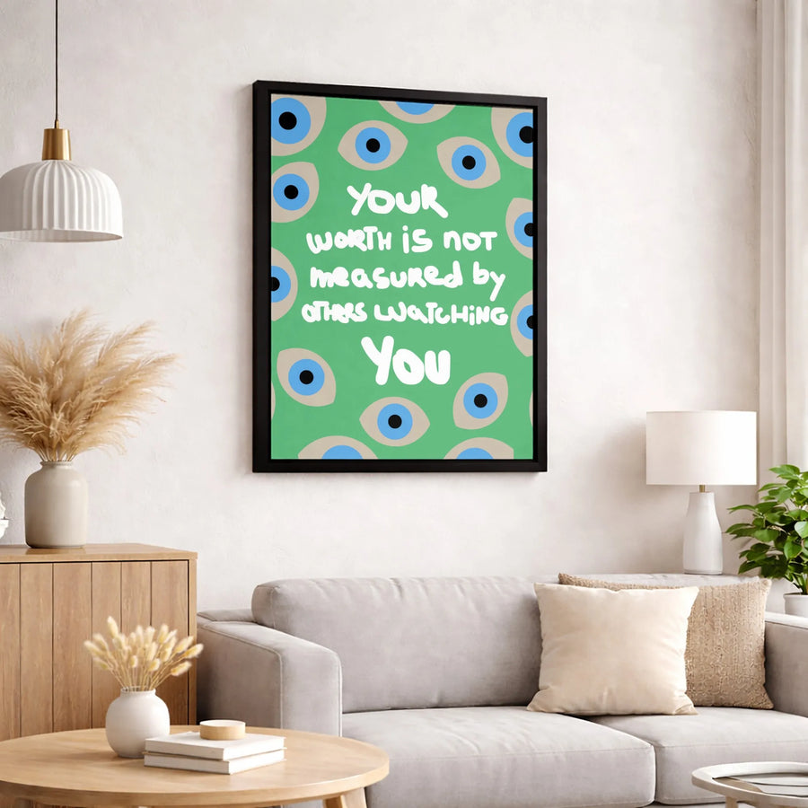 Evil Eye Wall Art Canvas | Inspirational Quote Quote Wall Decor | Gallery Quality Premium Print | Motivational Gift for Home or Office Decor