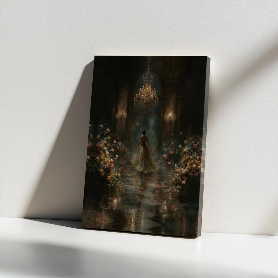 Dark Academia Wall Art Canvas Print | Enchanted Ballroom Floral Painting | Premium Gallery Wrapped Canvas | Collector's Gothic Home Decor