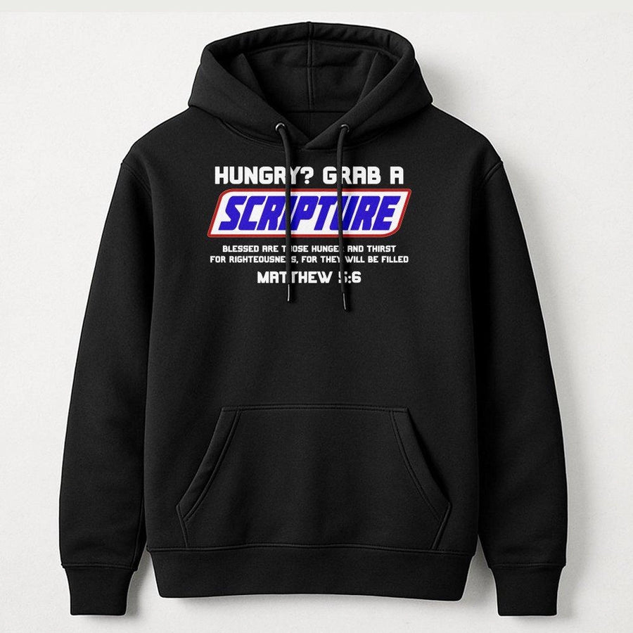 Matthew 5:6 Scripture Hoodie | Christian Bible Verse Funny Graphic Sweatshirt | Premium Cotton Blend | Faith-Based Religious Gift for Men and Women