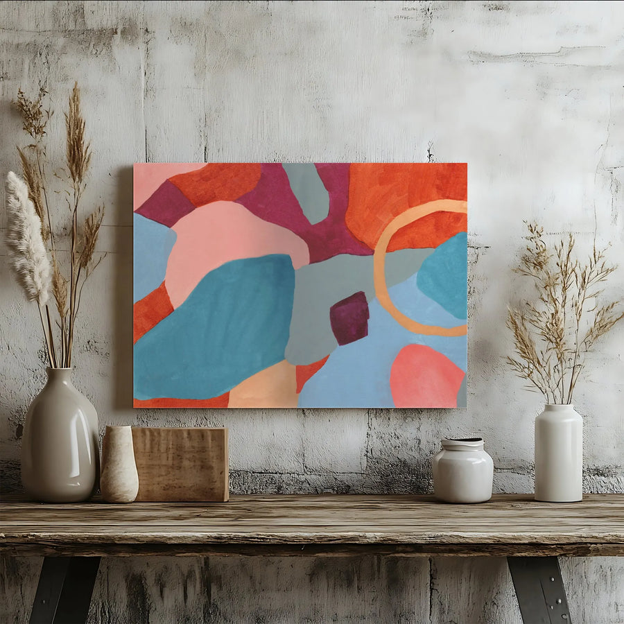 Abstract Canvas Wall Art | Modern Color Block Painting Print | Premium Gallery Wrapped Canvas | Living Room & Office Decor Gift