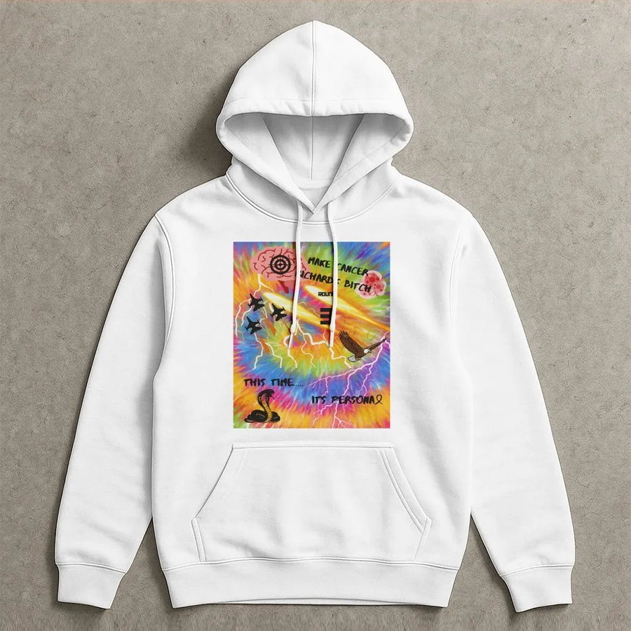 Cancer Fighter Hoodie | Aggressive Tie Dye Graphic | Soft Cotton Blend | Support Gift for Chemo Warrior