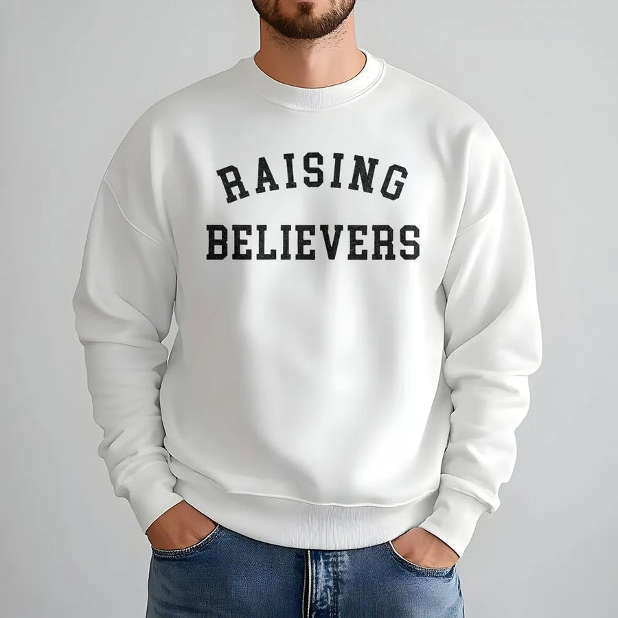 Raising Believers Sweatshirt | Christian Faith Based Apparel | Premium Cotton Blend | Gift for Christian Mom, Church Crewneck, Faith Clothing
