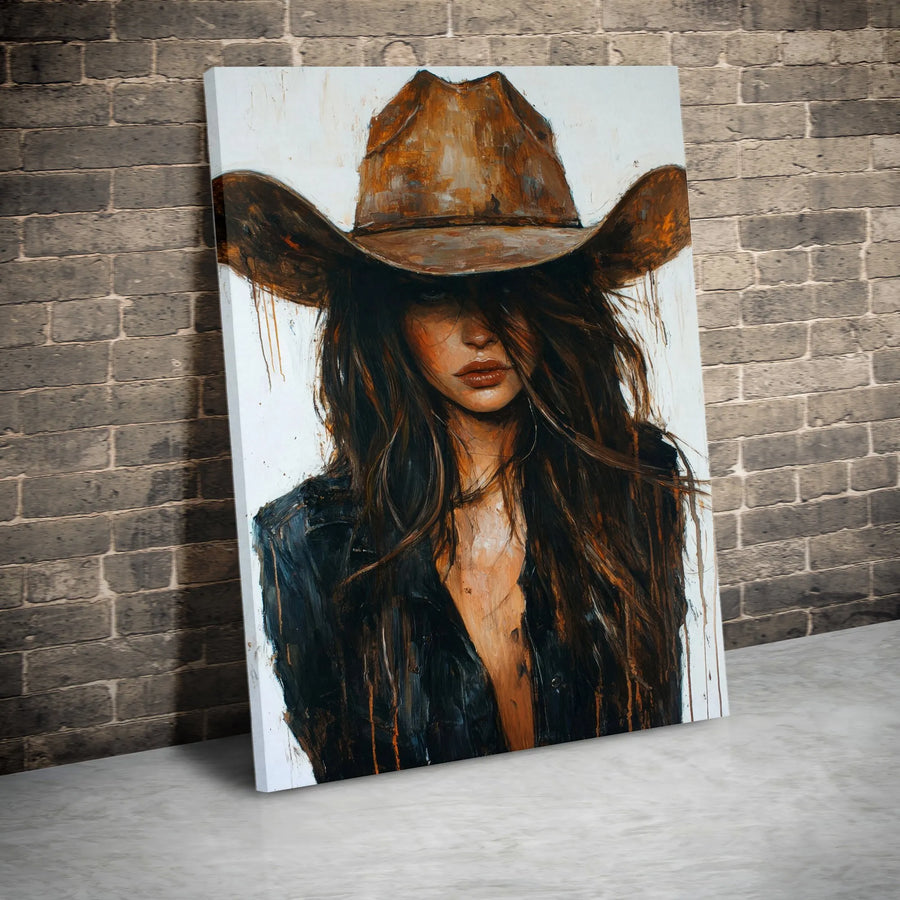Cowgirl Canvas Wall Art | Impressionist Western Portrait Print | Premium Gallery-Wrapped Decor | Rustic Home Gift for Her