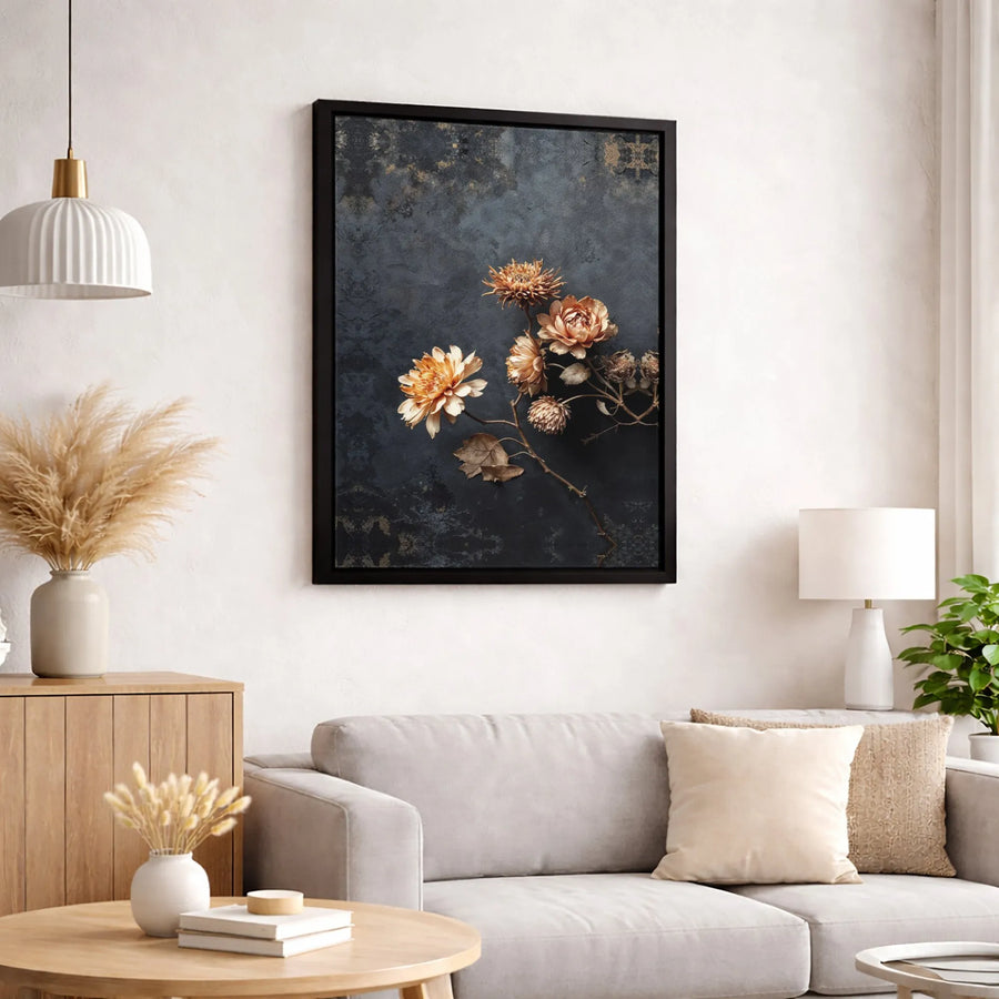 Dried Flower Wall Art Canvas | Moody Botanical Decor | Gallery Quality Premium Print | Sophisticated Floral Home Decor for Living Room