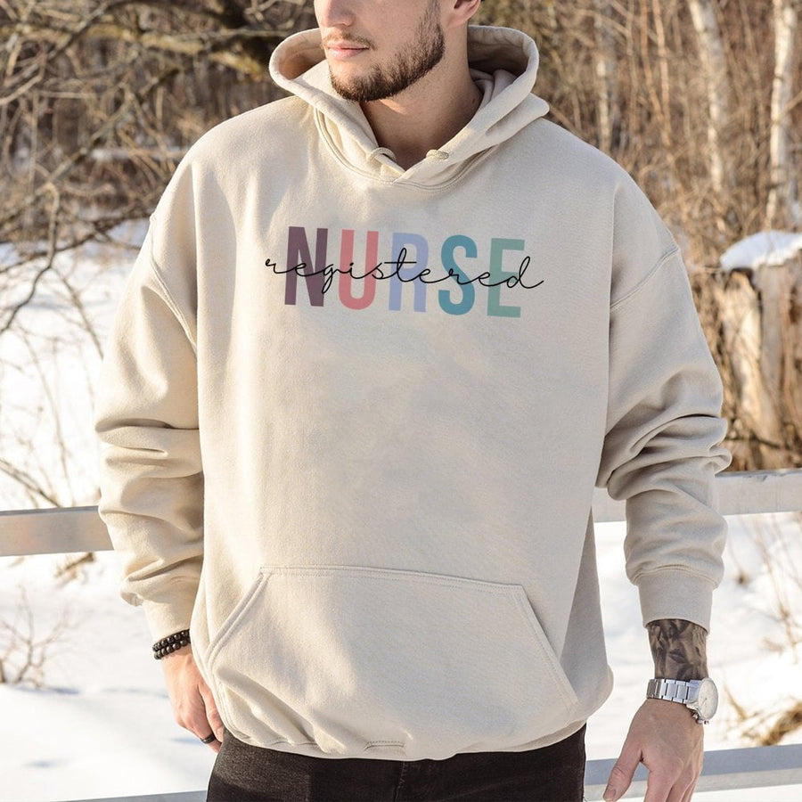 Registered Nurse Hoodie | Colorful Modern Typography Design | Premium Cotton-Polyester Blend | Ideal Graduation Gift for RN Nursing Student