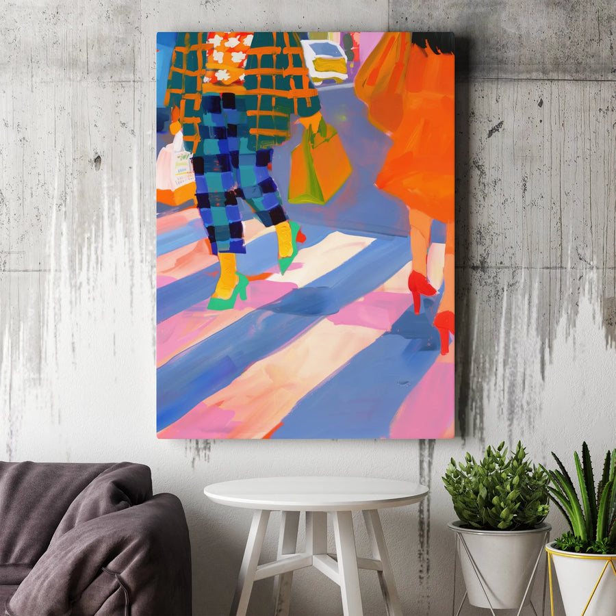 Fashion Shopping Canvas Print | Abstract Street Style Art | Gallery-Quality 1.25" Profile | Chic Wall Decor for Trendy Home or Office
