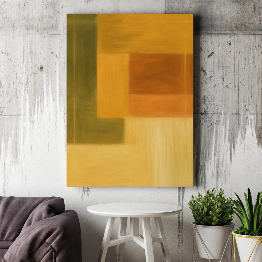 Abstract Geometric Canvas Art | Earth Tone Color Block Print | Premium Gallery-Wrapped 1.25" Profile | Modern Minimalist Home Office Decor