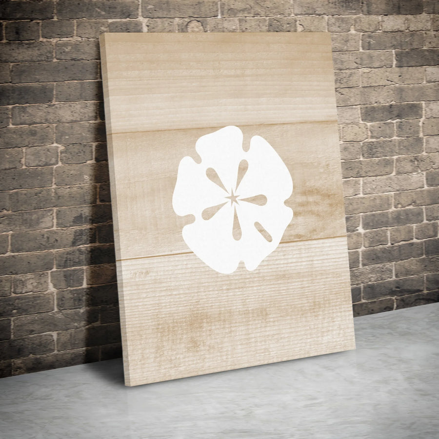 Sand Dollar Wall Art | Rustic Wood Grain Coastal Decor | Premium Gallery Wrap Canvas | Beach House Living Room Gift
