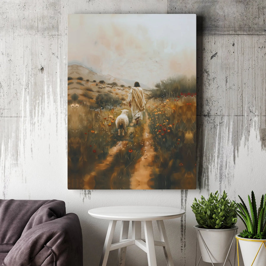 Jesus The Good Shepherd Canvas Art | Religious Christian Wall Decor | Premium Gallery Wrap Print | Meaningful Spiritual Home Gift