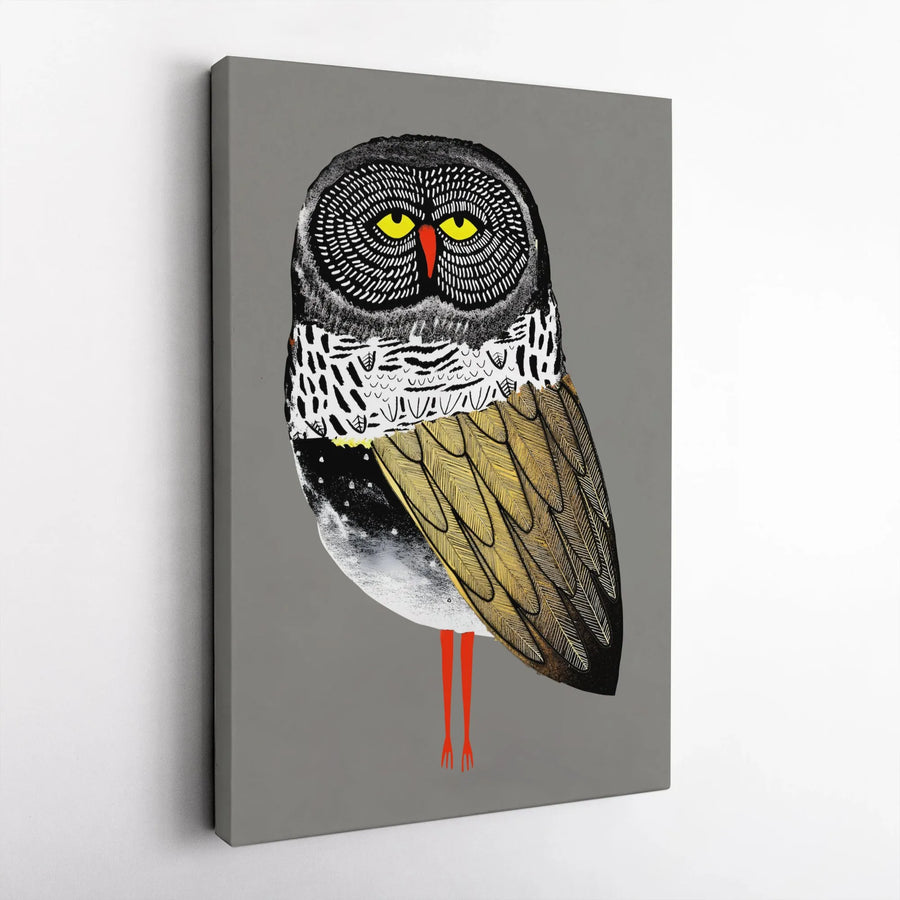 Modern Owl Canvas Wall Art | Stylized Abstract Bird Print | Gallery-Quality 1.25 Inch Thick Canvas | Unique Nature Lover Gift for Home Decor