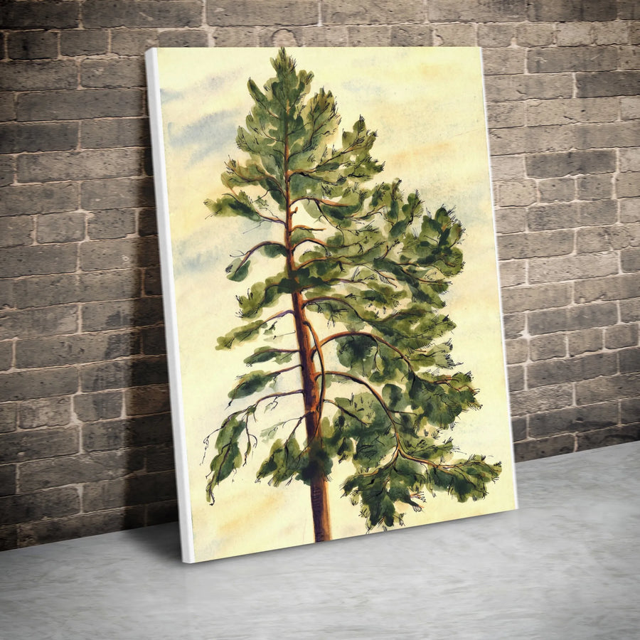 Watercolor Pine Tree Vertical Canvas | Minimalist Nature Illustration | Premium 1.25" Thick Canvas | Modern Farmhouse & Cabin Decor Gift