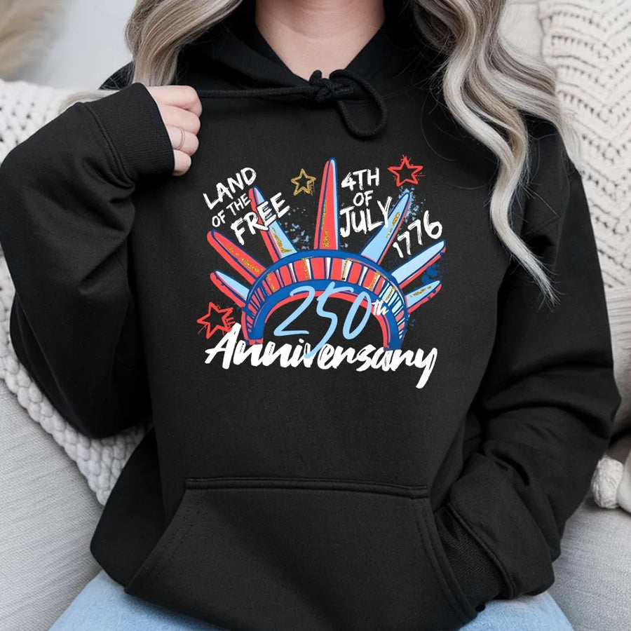 USA 250th Anniversary Hoodie | Land of the Free 1776 Graphic | Premium Cotton Blend Sweatshirt | Patriotic Gift for Men Women