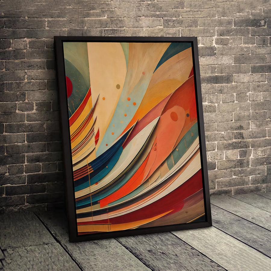 Abstract Canvas Wall Art | Colorful Dynamic Curves Print | 1.25 Inch Gallery Wrap | Modern Home Office Decor Gift