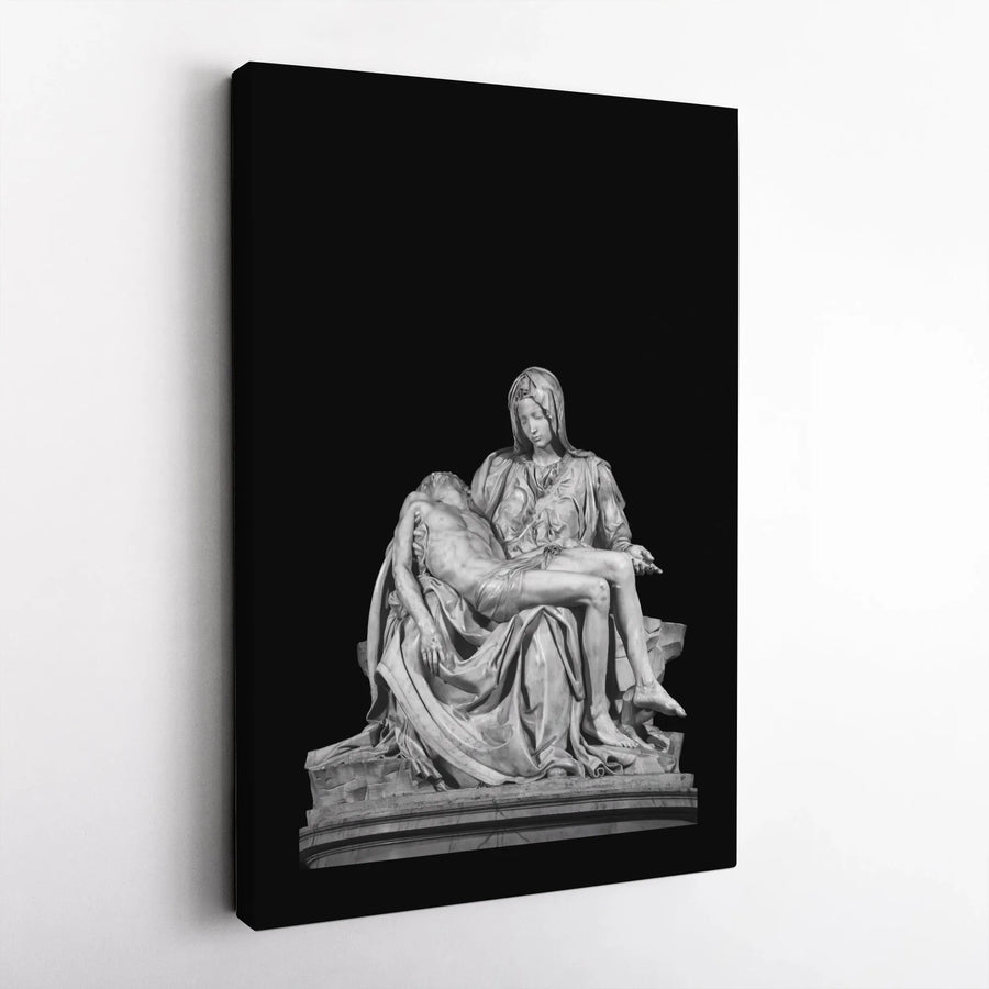 Michelangelo Pietà Canvas Wall Art | Black and White Renaissance Sculpture | Premium Gallery Wrap Canvas | Christian Home Decor Gift