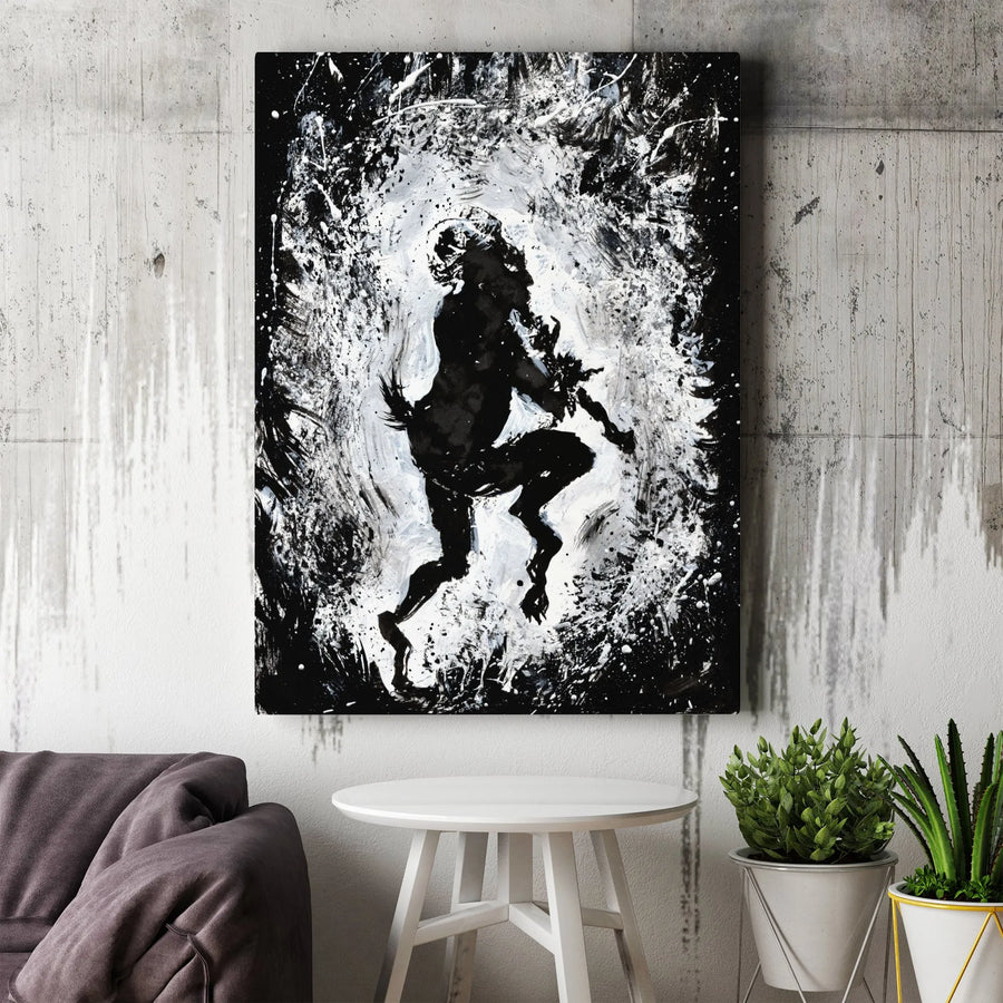 Dancing Faun Canvas Print | Abstract Black and White Music Wall Art | Premium Gallery Wrapped Decor | Mythological Fantasy Gift for Music Lovers
