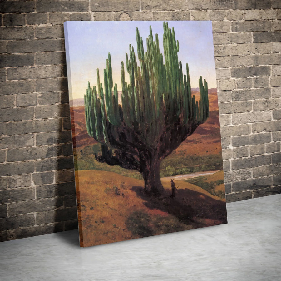 The Giant Cactus Landscape Canvas | Jose Maria Velasco Desert Wall Art | Premium Gallery Wrapped Print | Southwestern Home Decor Gift