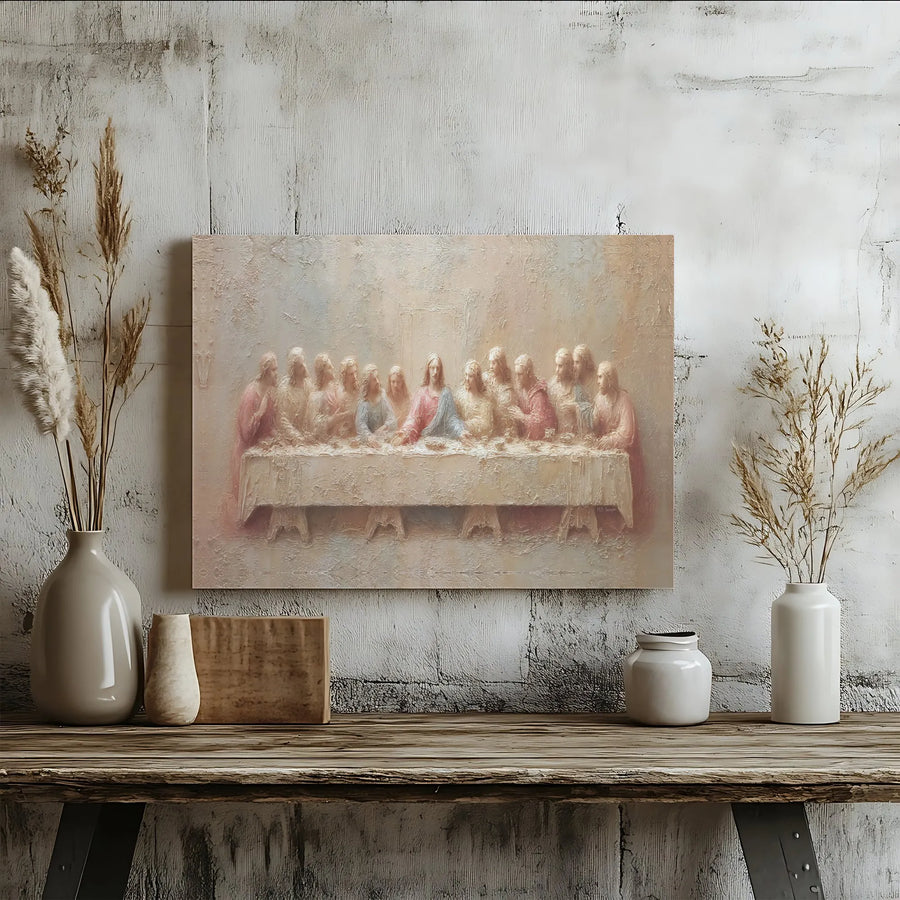 The Last Supper Canvas Art | Textured Jesus and Apostles Print | Gallery-Quality 1.25 Inch Frame | Christian Religious Home Decor Gift