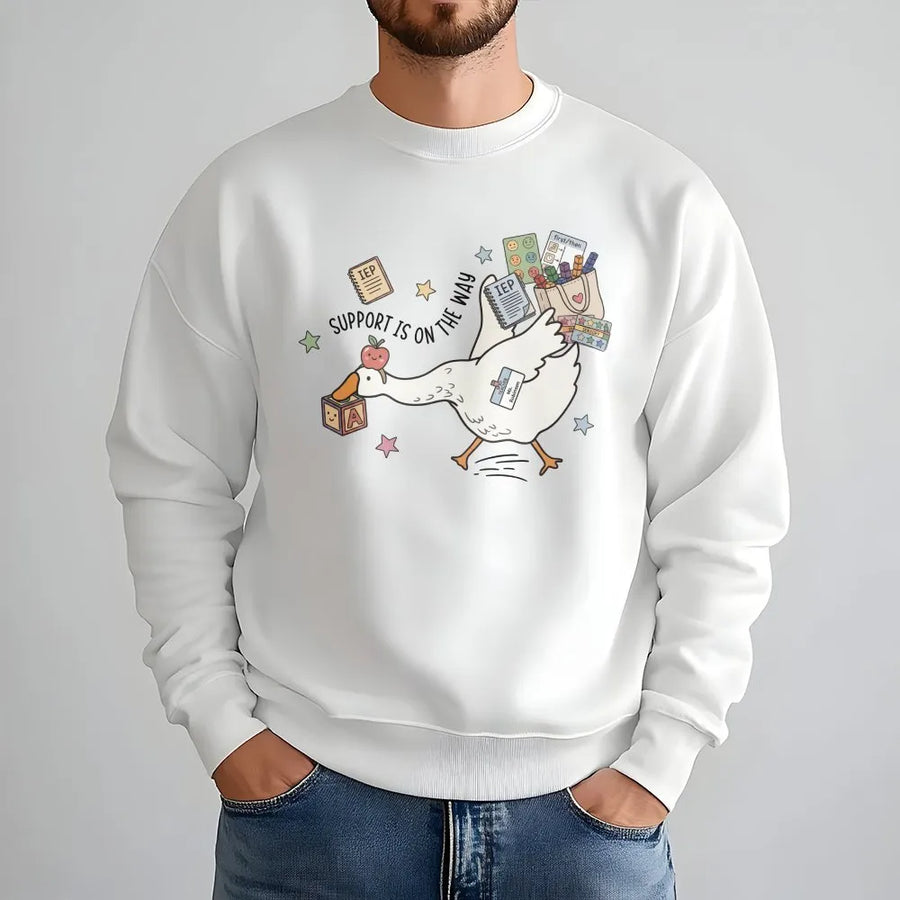 Special Education Teacher Sweatshirt | Funny Goose IEP Support Design | Soft Cotton Blend Pullover | Gift for SPED Educator, Inclusive Classroom Apparel
