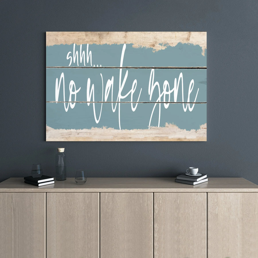 Shhh No Wake Zone Canvas Wall Art | Rustic Coastal Farmhouse Decor | Premium Gallery Wrap Print | Lake House Bedroom Gift