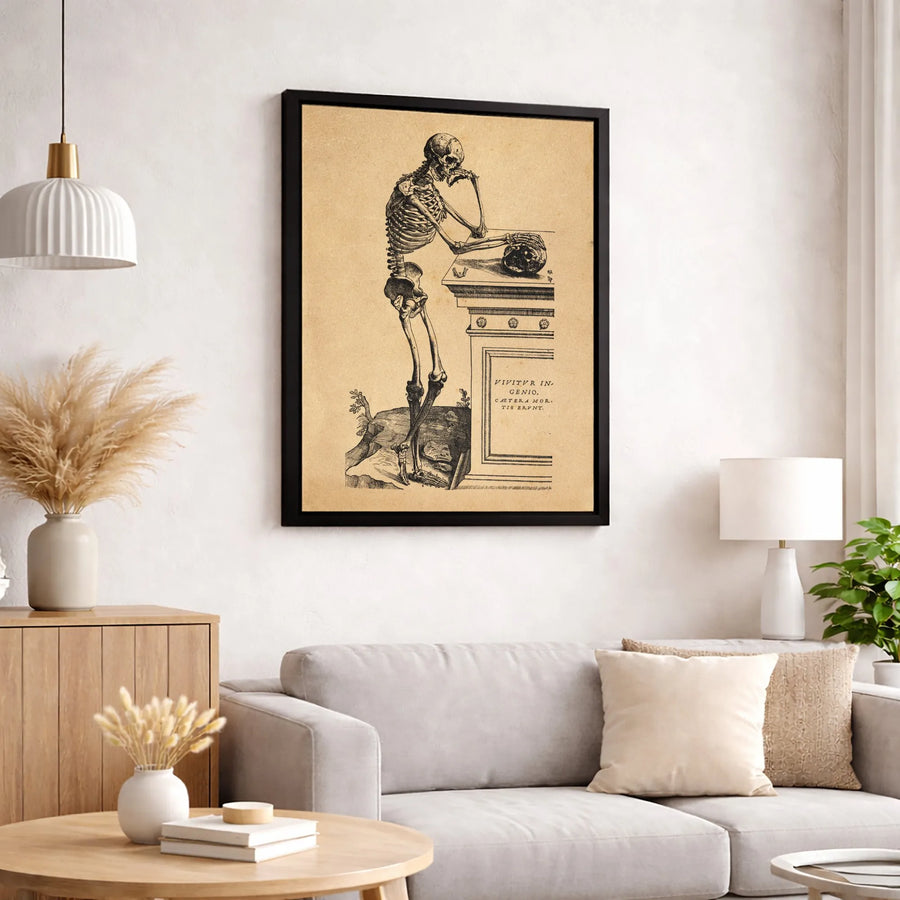 Skeleton Anatomy Wall Art | Vintage Memento Mori Sketch Print | Premium Gallery Wrapped Canvas | Dark Academia Home Decor Gift