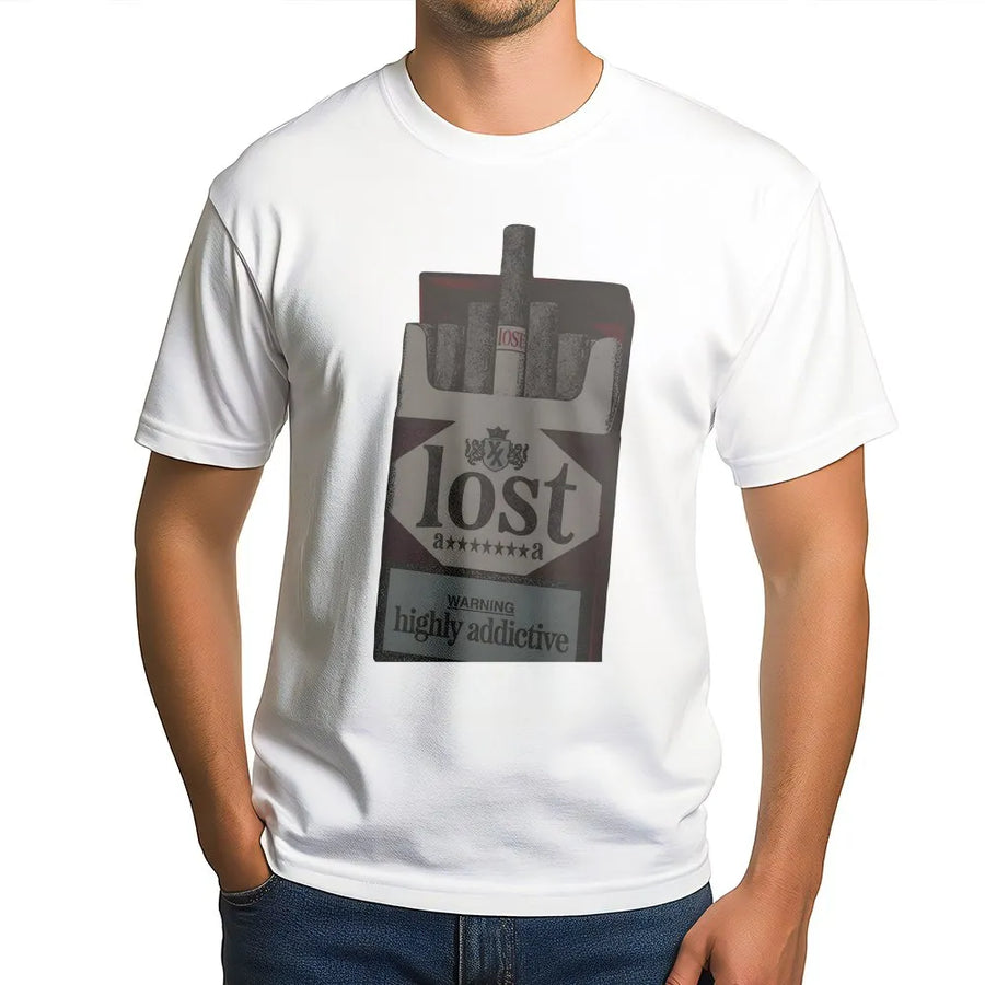 Lost Cigarette Pack T-Shirt | Edgy Graphic Warning Design | Premium Soft Cotton Tee | Trendy Grunge Streetwear Gift For Friends