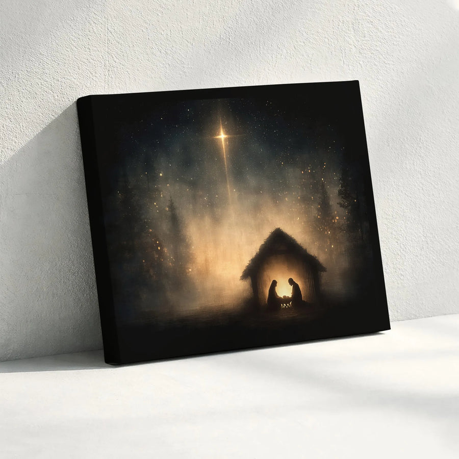 Nativity Scene Canvas Wall Art | Bethlehem Star Christmas Decor | Premium Fade-Resistant Print | Religious Holiday Gift for Home
