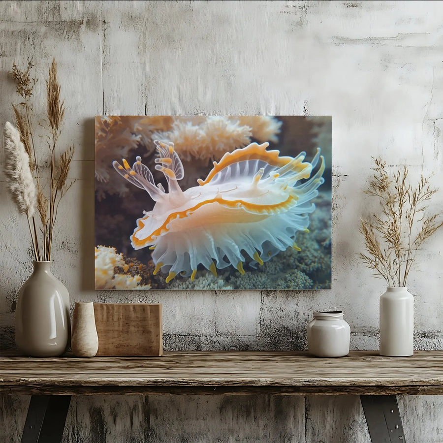 Nudibranch Canvas Wall Art | Vibrant Sea Slug Underwater Photography | Premium Gallery Wrapped Canvas | Gift for Ocean Lover & Coastal Home Decor