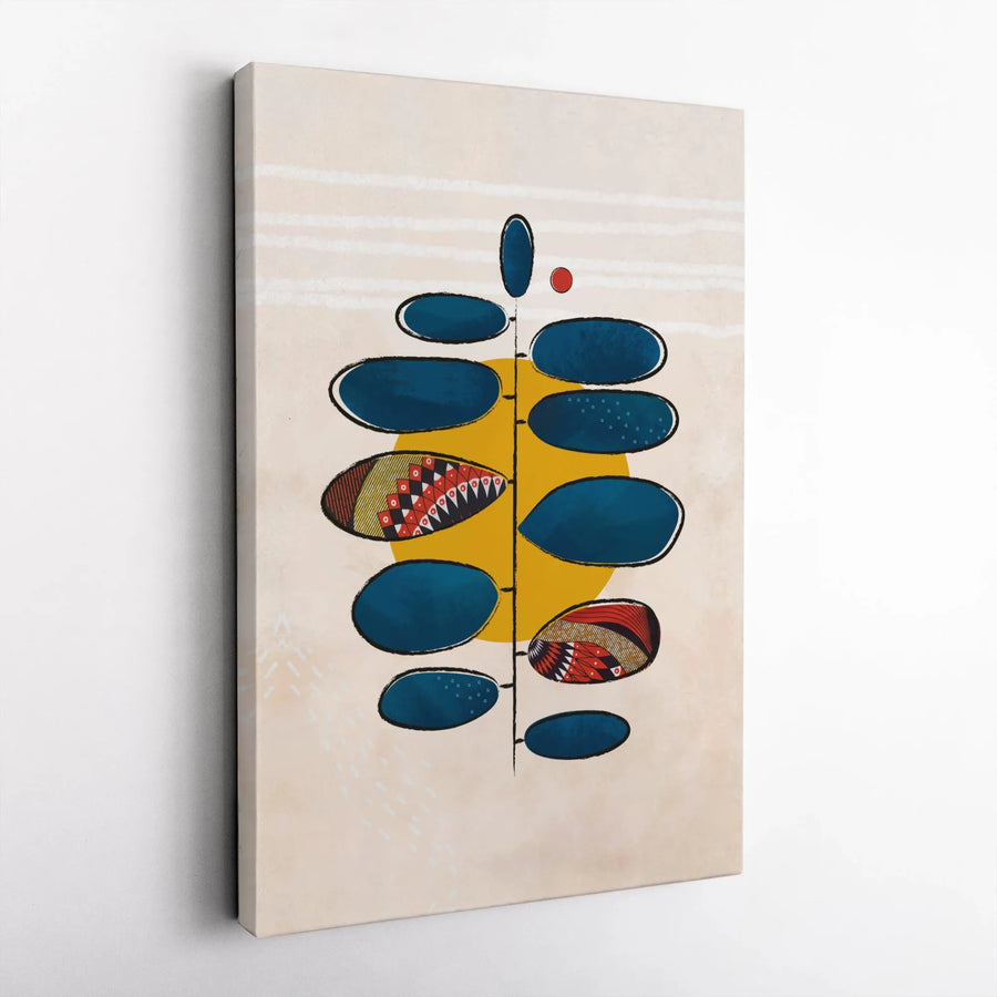 Abstract Botanical Canvas Wall Art | Mid Century Modern Plant Illustration | Premium 1.25" Thick Gallery Wrap | Modern Home Decor Gift