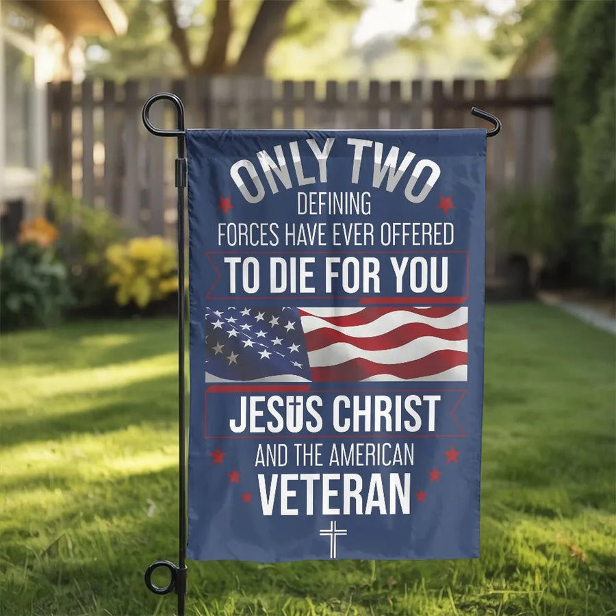 Veteran Christian Garden Flag | Patriotic American Flag Design | Weather Resistant Polyester | Military Family Home Decor Gift