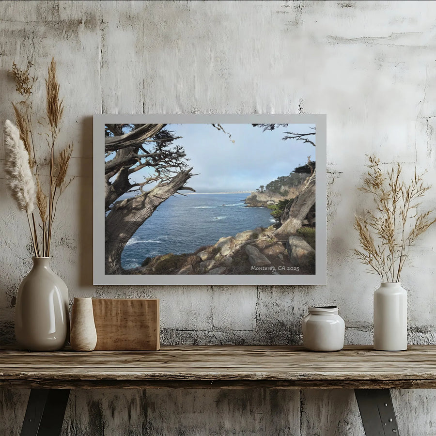 Monterey Coastal Wall Art | California Cypress Tree Seascape Print | Premium Gallery Wrapped Canvas | Scenic Landscape Decor for Home or Office