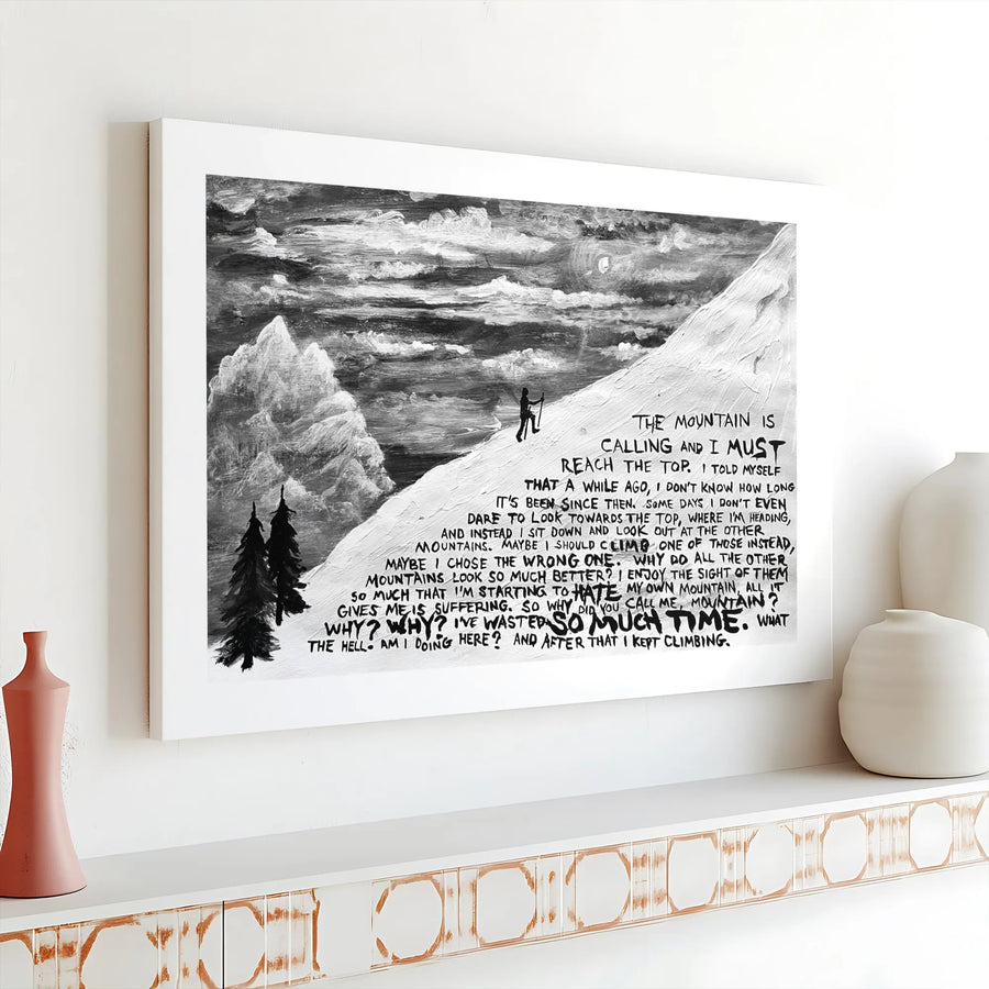 Mountain Quote Canvas Wall Art | Inspirational Adventure Hiking Poetry Print | Premium Gallery Wrap Decor | Gift for Hiker or Mountaineer