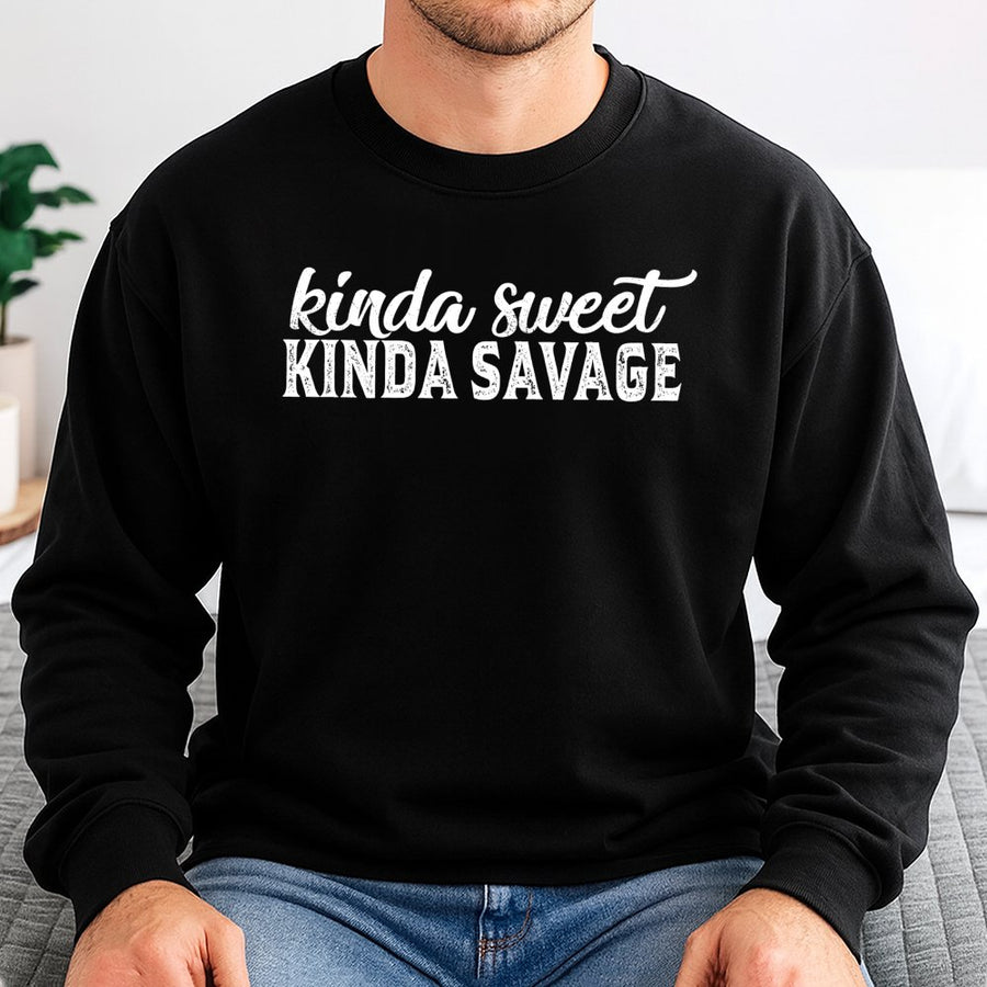 Kinda Sweet Kinda Savage Sweatshirt | Trendy Slogan Graphic Crewneck | Premium Cotton Blend | Gift For Her, Birthday, Baddie Aesthetic