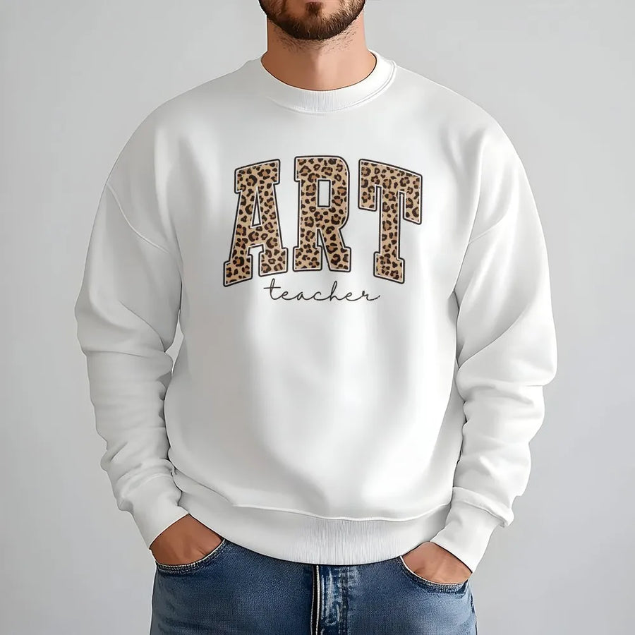 Art Teacher Sweatshirt | Leopard Print Varsity Design | Premium Cotton Blend | Art Teacher Appreciation Gift