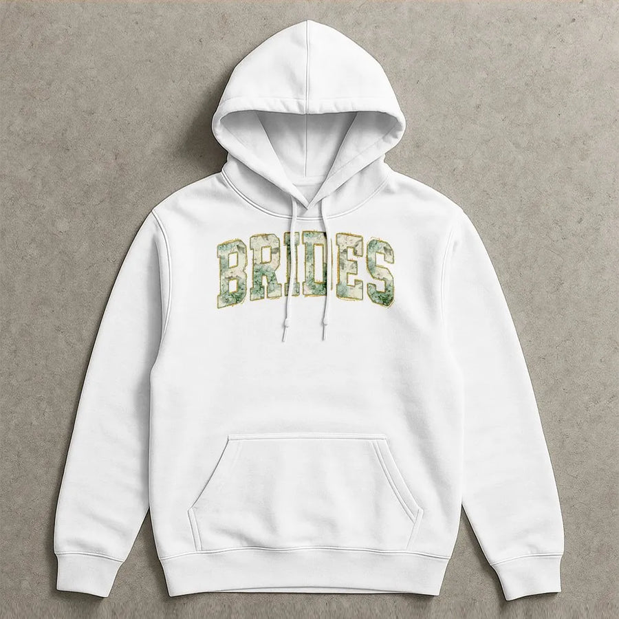 Brides Floral Print Hoodie | Botanical Lettering Graphic | Premium Cotton Blend | Bridal Shower Gift for Future Bride