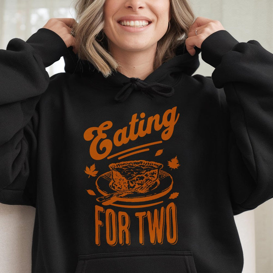 Eating For Two Hoodie | Thanksgiving Pregnancy Announcement | Premium Cotton-Blend Pullover | Cute Fall Baby Reveal Gift For Mom-To-Be