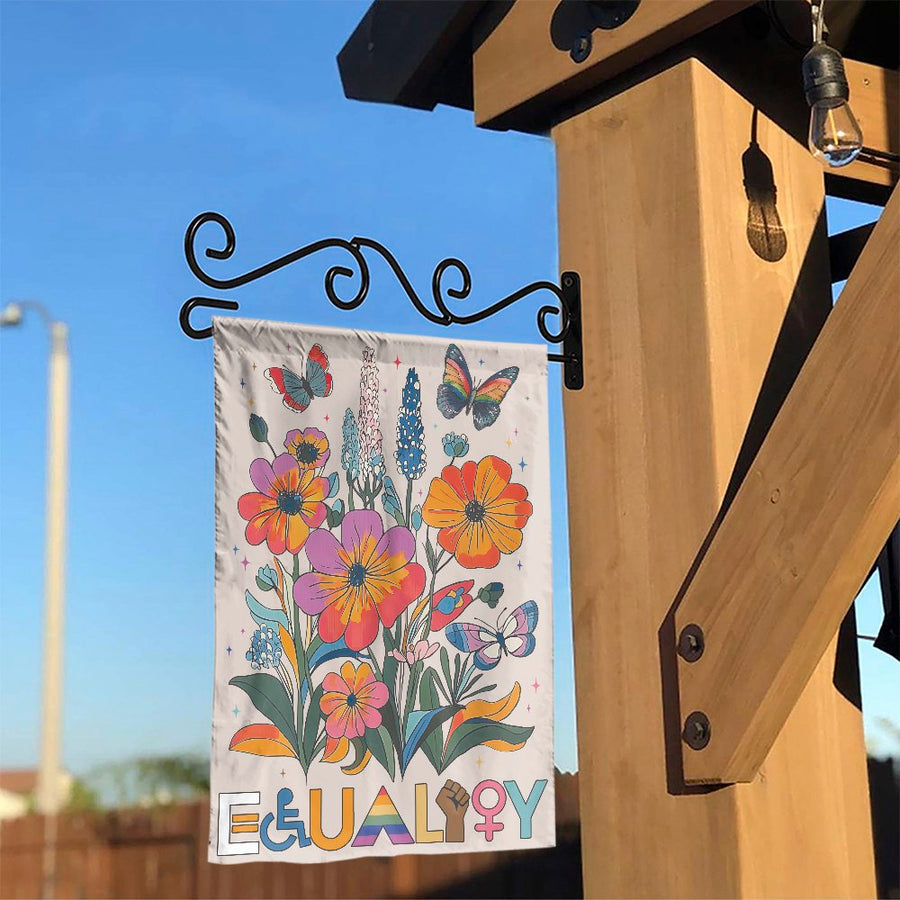 Equality Garden Flag | Vibrant Floral Butterflies Diversity Pride Design | Premium Weather-Resistant Polyester | Inclusive Yard Decor Gift