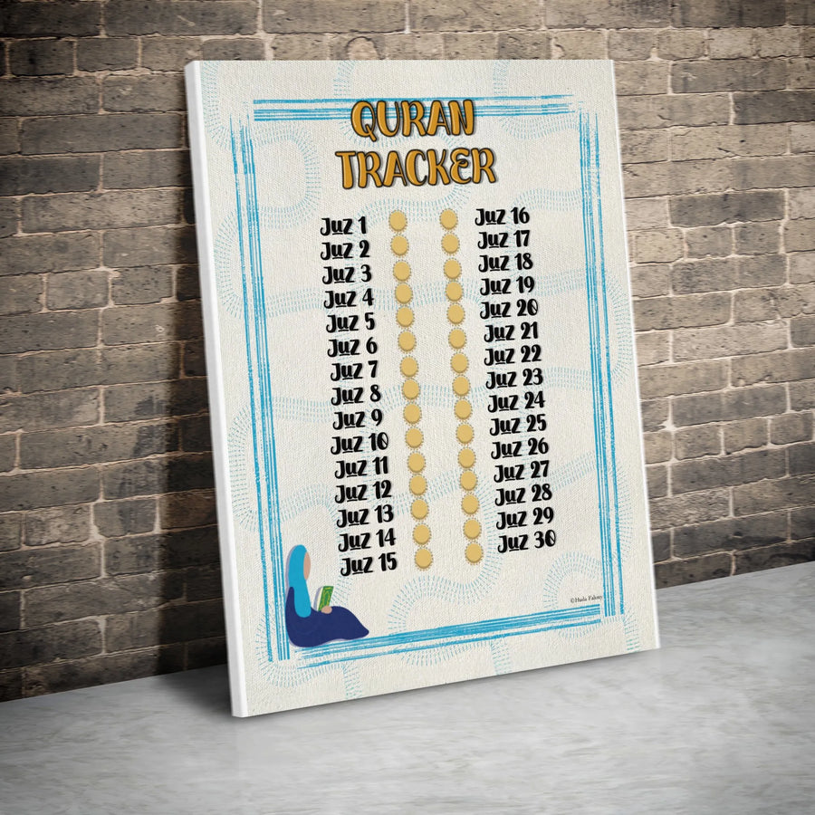 Quran Tracker Canvas Wall Art | 30 Juz Reading Progress Chart | Premium High-Resolution Print | Islamic Home Decor Gift for Ramadan