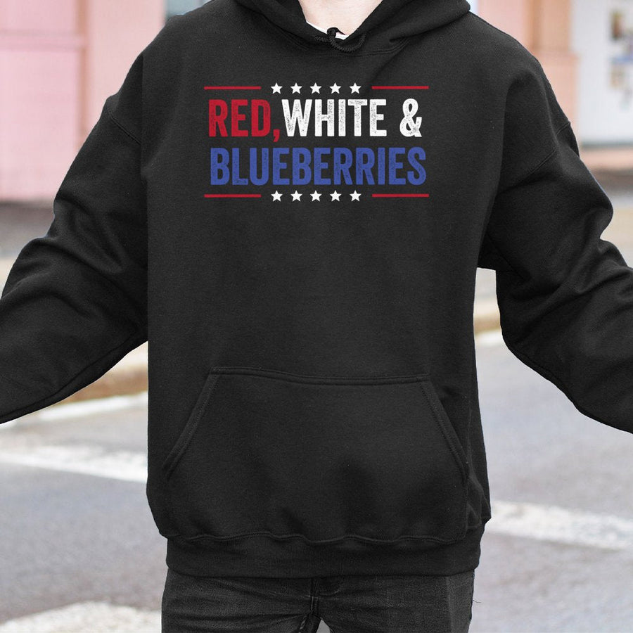 Red White And Blueberries Hoodie | Patriotic 4th Of July Graphic | Premium Cotton-Blend Pullover | Independence Day Gift For Americans