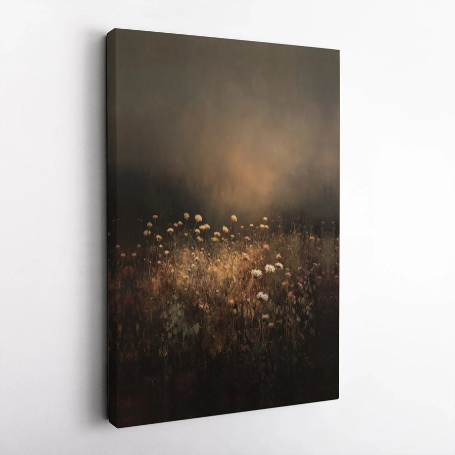 Moody Wildflower Canvas Print | Dark Botanical Painting | Premium Gallery Wrapped Canvas | Modern Farmhouse Living Room Wall Decor Gift
